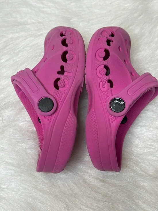 CROCS Clogs Little Kid 9 Two Pairs Hot Pink Purple Glitter - Picture 5 of 10